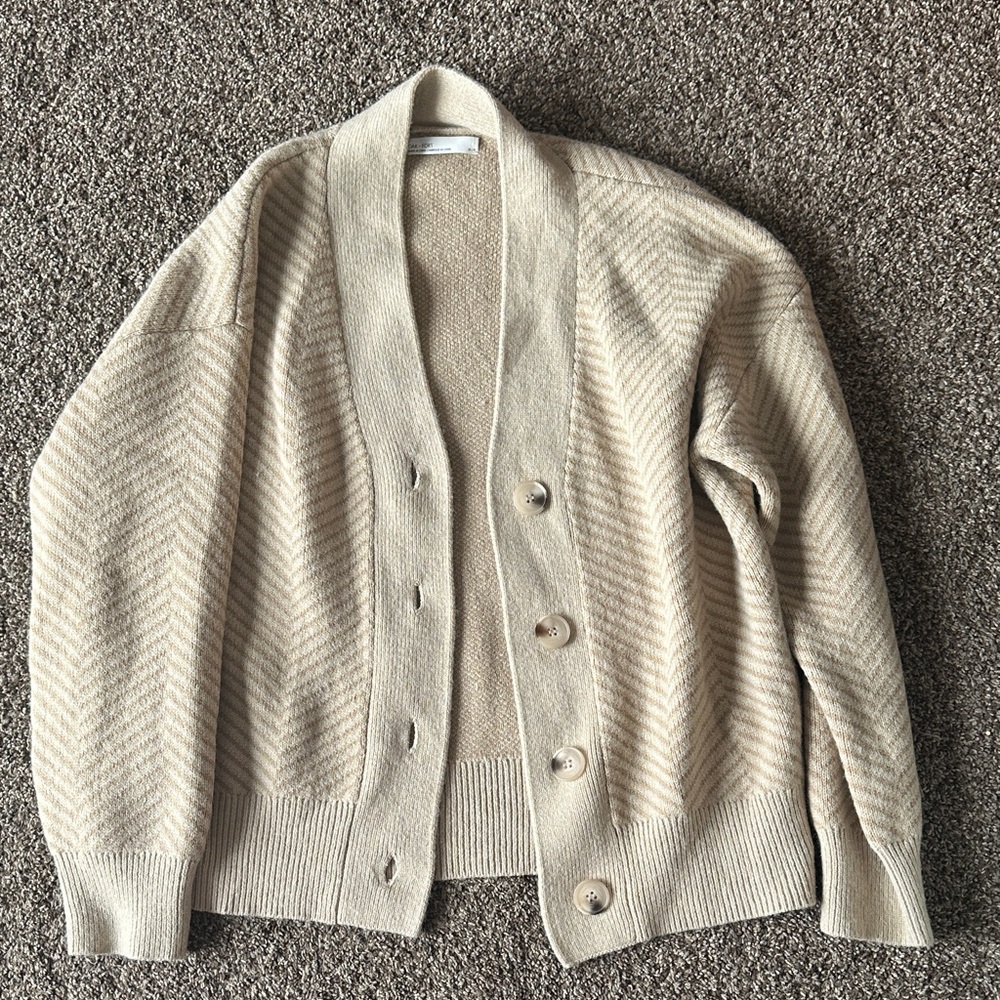 OAK + FORT Cream Button-Up Cardigan
